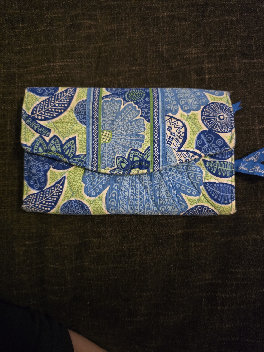 Vera Bradley Blue and Green Quilted Foldover Wallet